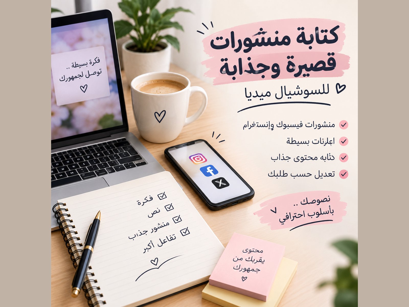 أكتب لك نصوص ومنشورات قصيرة للسوشيال ميديا، صورة ١ من ٢