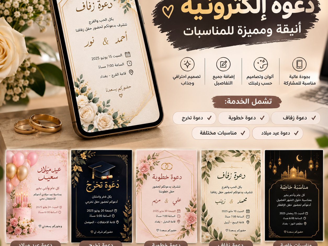 سأصمم لك دعوة إلكترونية أنيقة ومميزة حسب مناسبتك, image 2 of 5