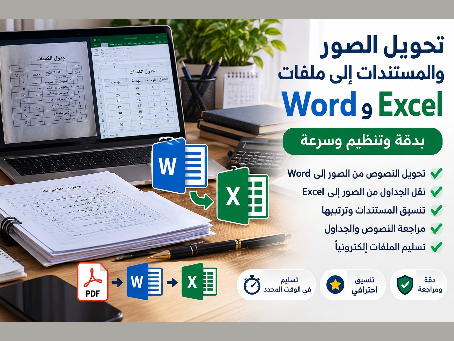 تحويل الصور والمستندات إلى ملفات Word وExcel