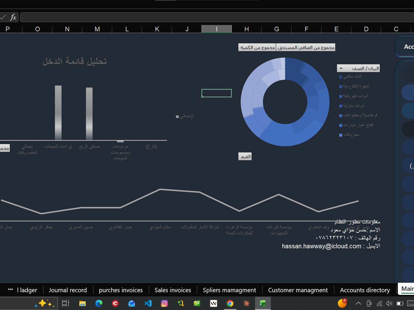 مصمم انظمة محاسبية ومالية وادارية لادارة المشاريع على Excel