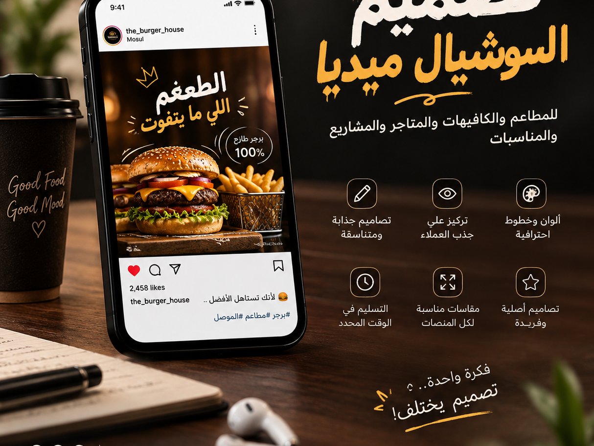 سأصمم لك إعلانًا احترافيًا للمطاعم والكافيهات