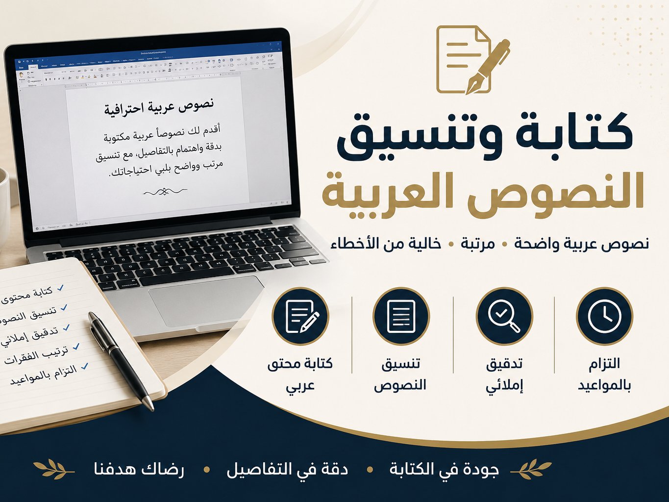 سأقوم بكتابة وتنسيق النصوص العربية بدقة