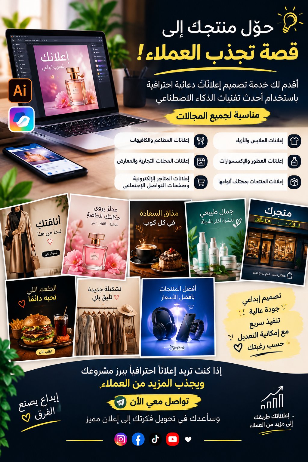خدمة تصميم اعلانات دعائية و احترافية