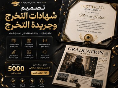 تصميم شهادة تخرج وجريدة تخرج احترافية وفاخرة