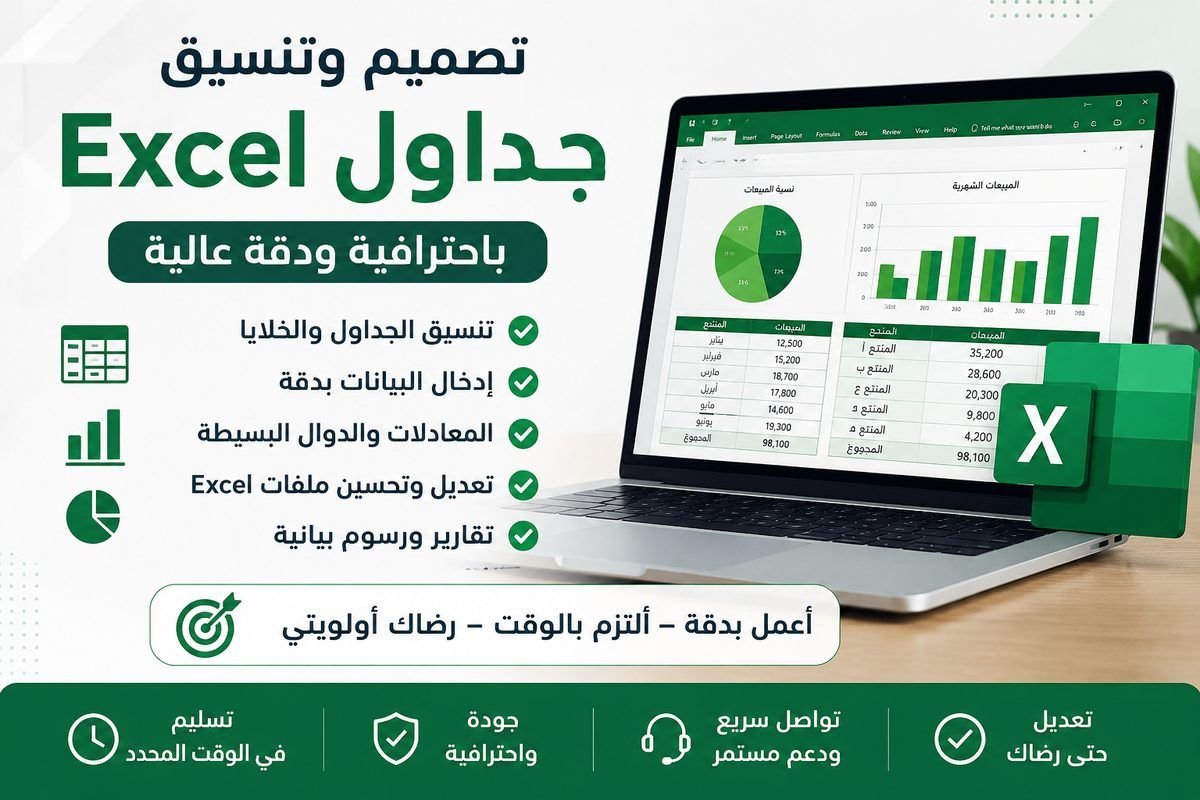 تصميم وتنسيق جداول Excel