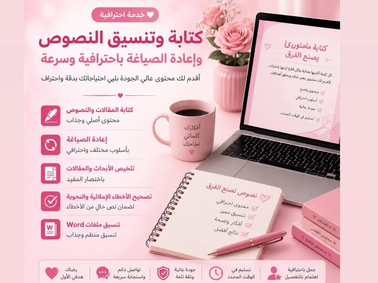 ساقوم بكتابه وتنسيق النصوص وأعاده الصياغه ب احترافيه وسرعه