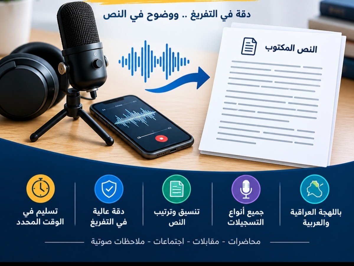 تفريغ وتحويل الملفات الصوتية إلى نص عربي, image 1 of 2