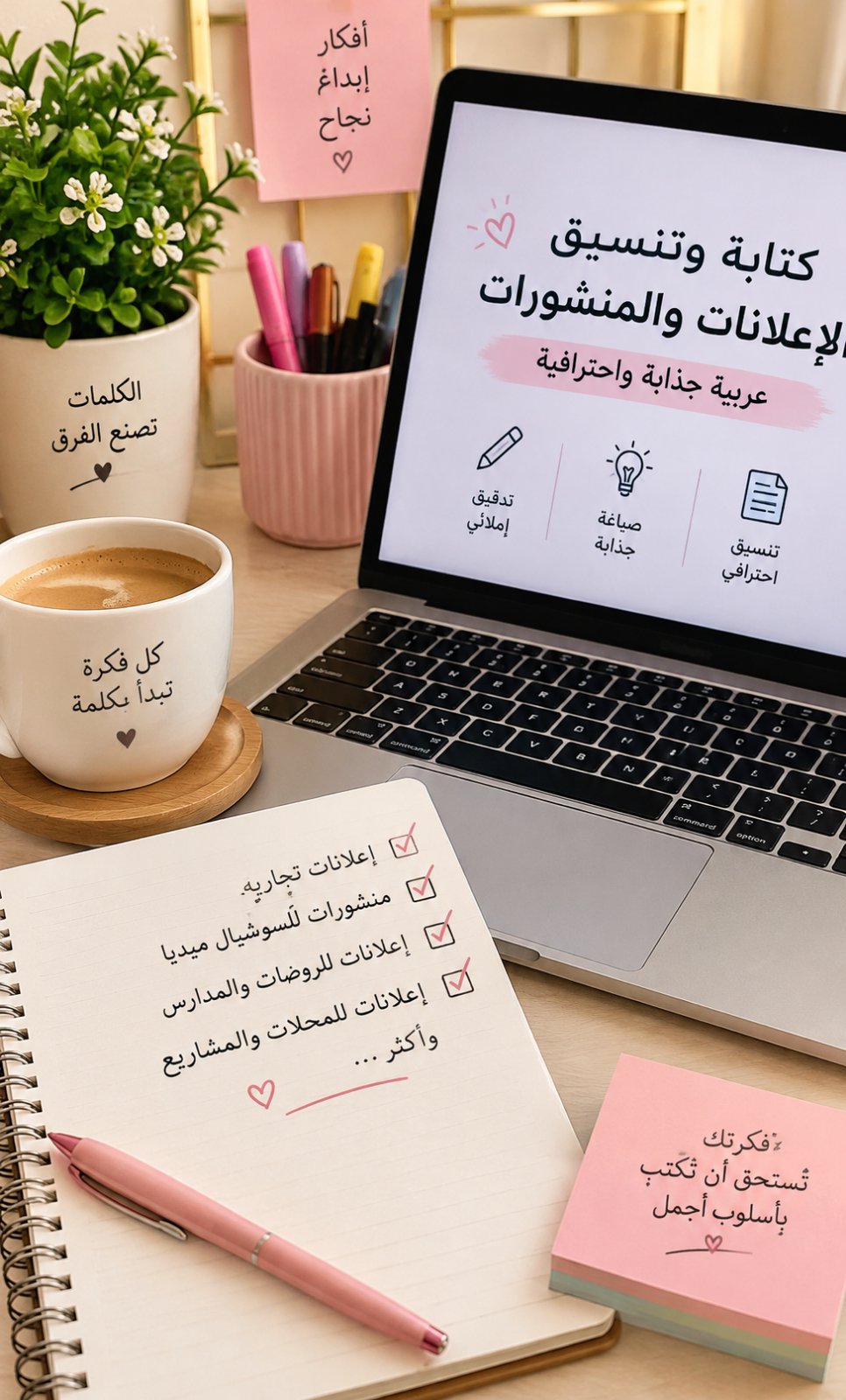 سأكتب لك إعلانات ومنشورات عربية مرتبة وجذابة, image 1 of 5