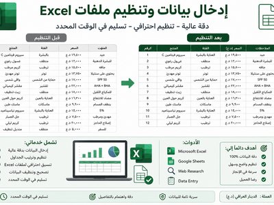 إدخال بيانات وتنظيم ملفات Excel باحتراف