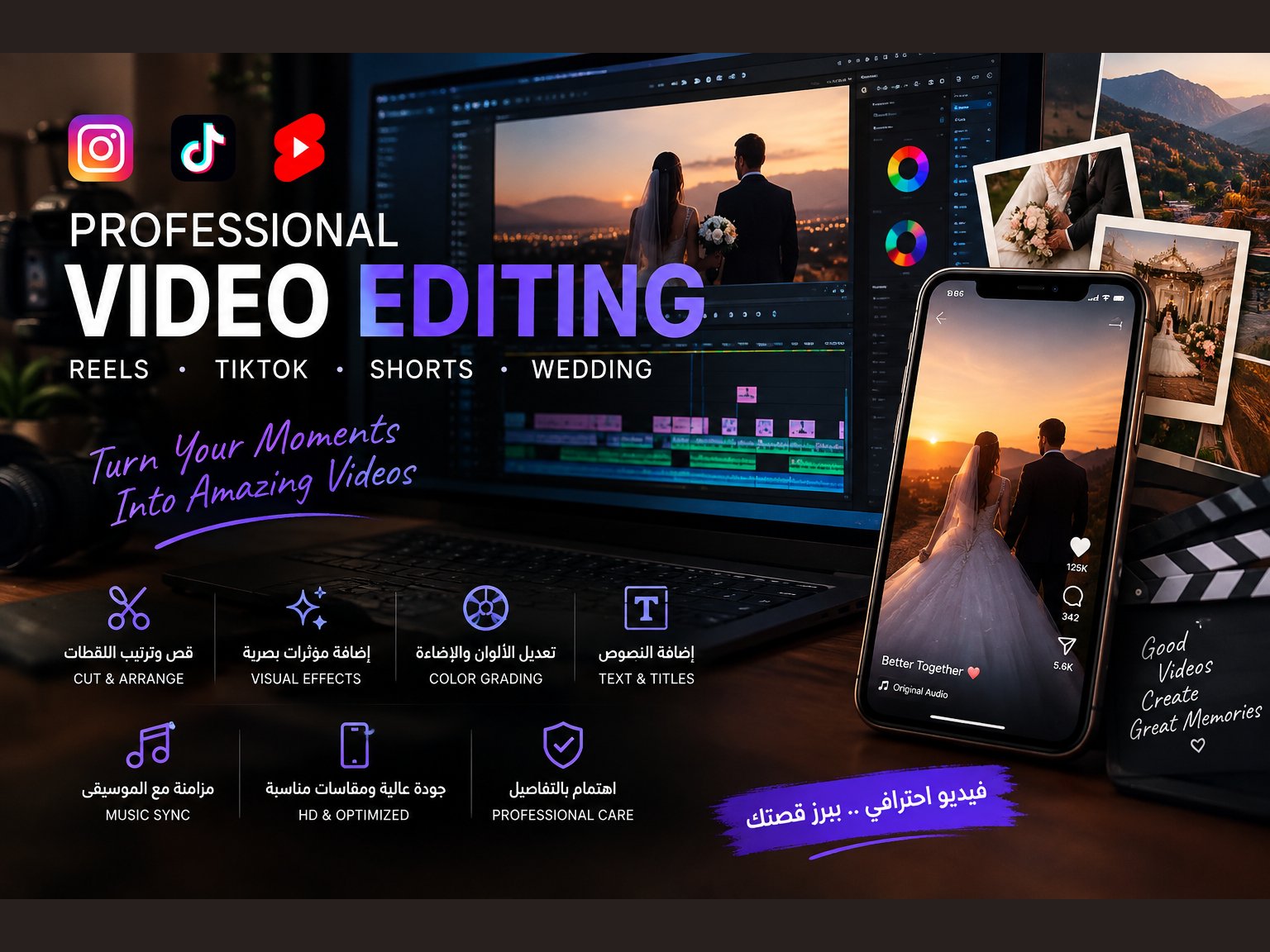Professional Video Editing for Reels, TikTok & Weddings
