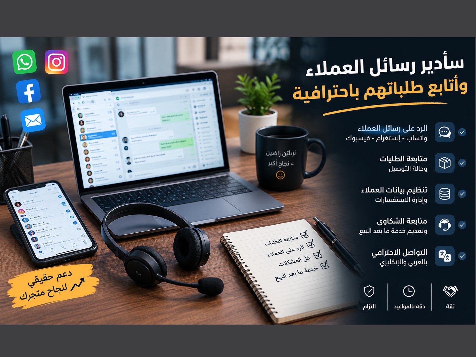 سأدير رسائل العملاء وأتابع طلباتهم باحترافية
