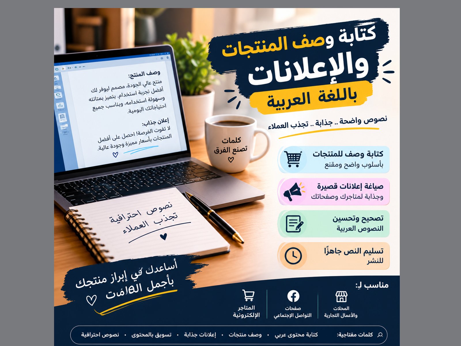 كتابة وصف المنتجات والإعلانات باللغة العربية, image 1 of 2