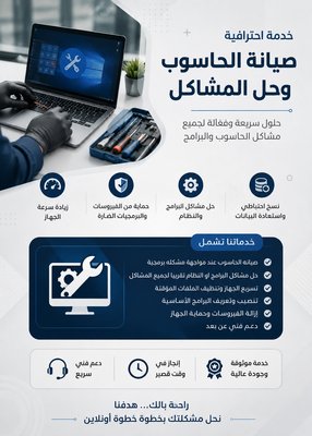 مساعد تقني لحلول الحاسوب برمجه وصيانه مشاكل