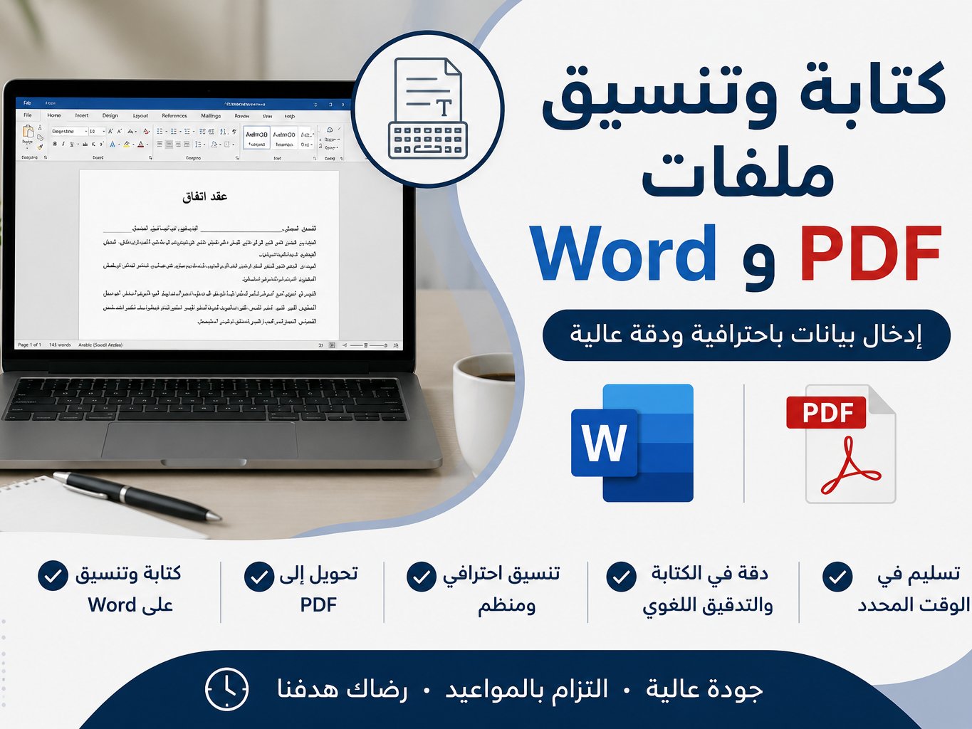 كتابة وتنسيق المستندات القانونية وملفات Word وPDF