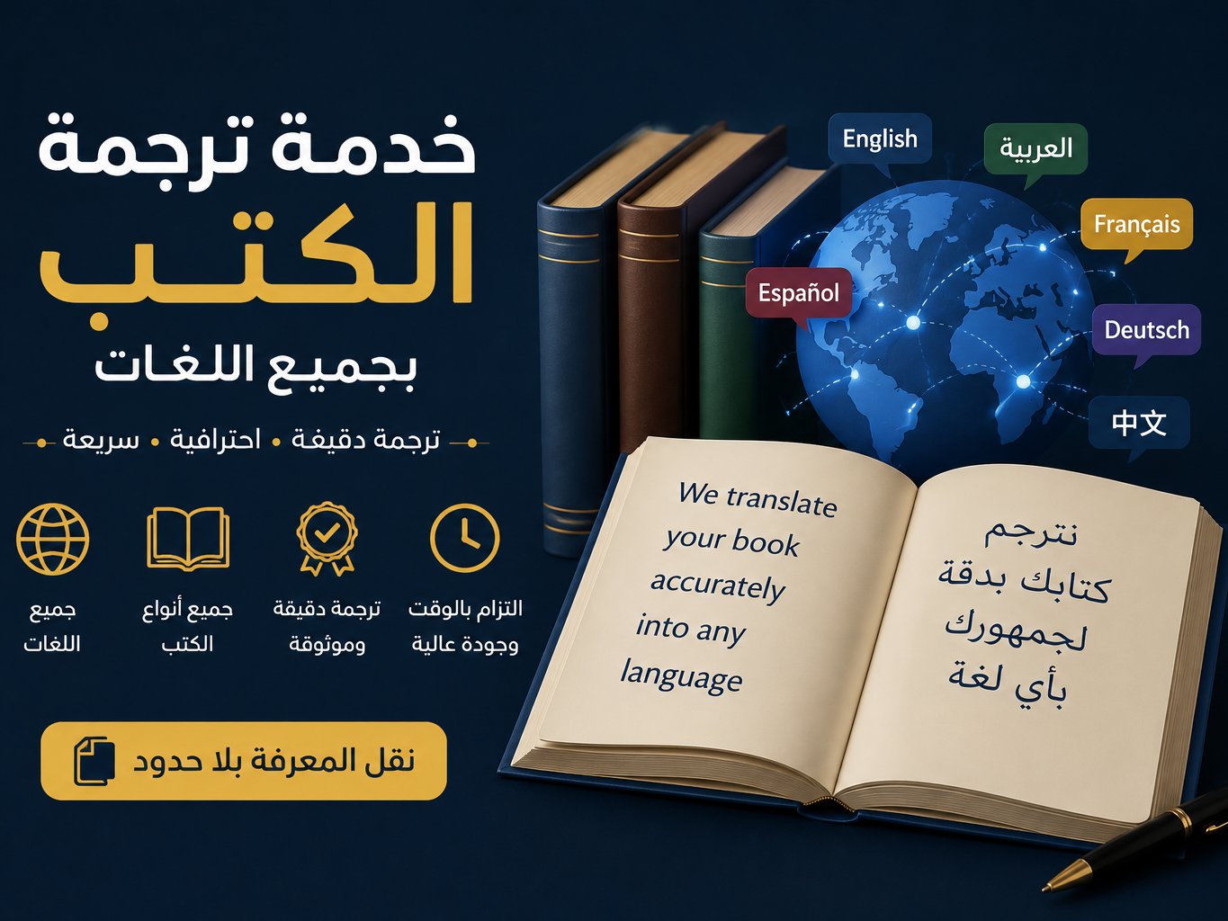 ترجمة الكتب بجميع اللغات