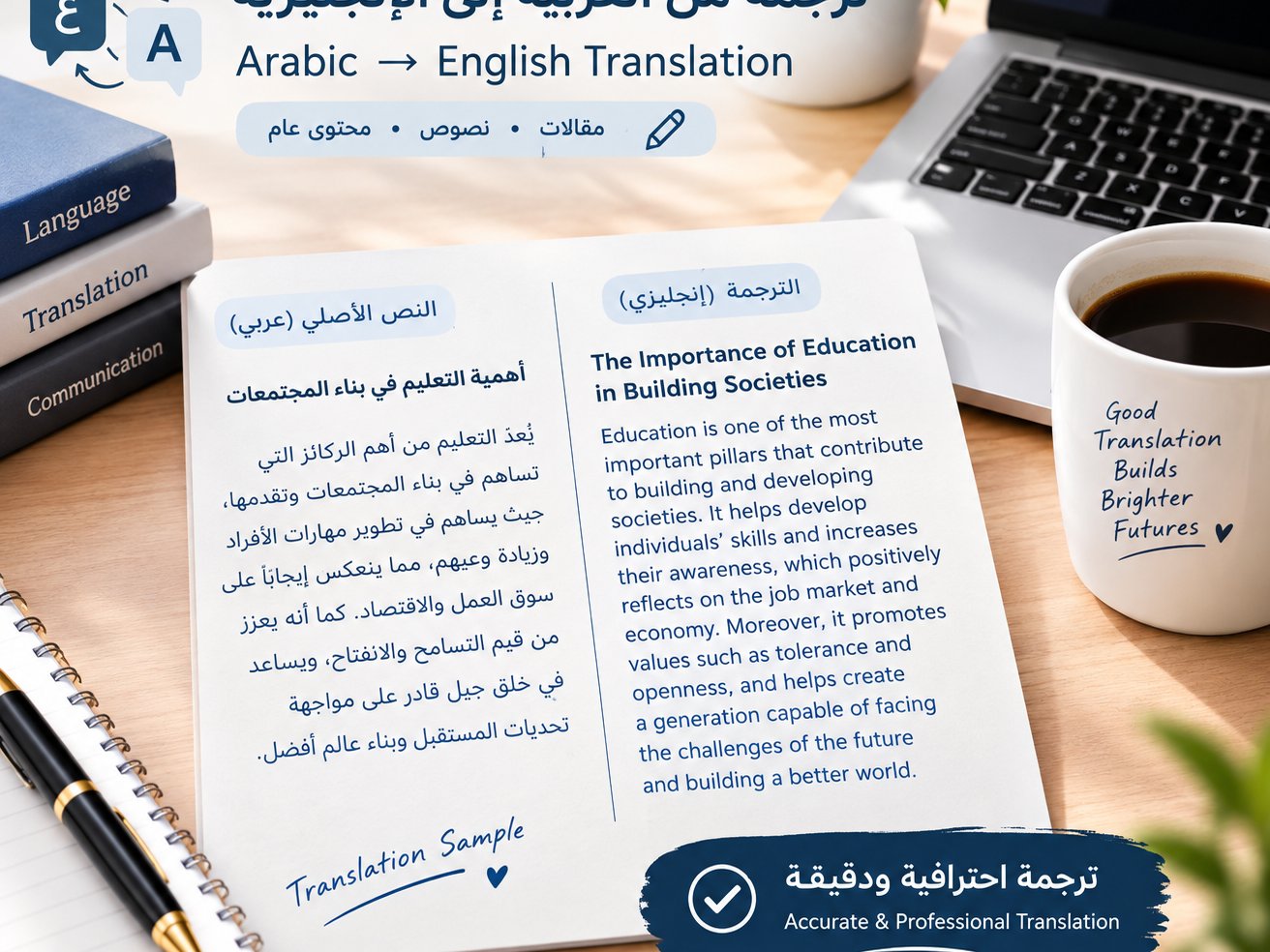 ترجمة احترافية من الإنجليزية إلى العربية والعكس بسرعه و دقه, image 2 of 3