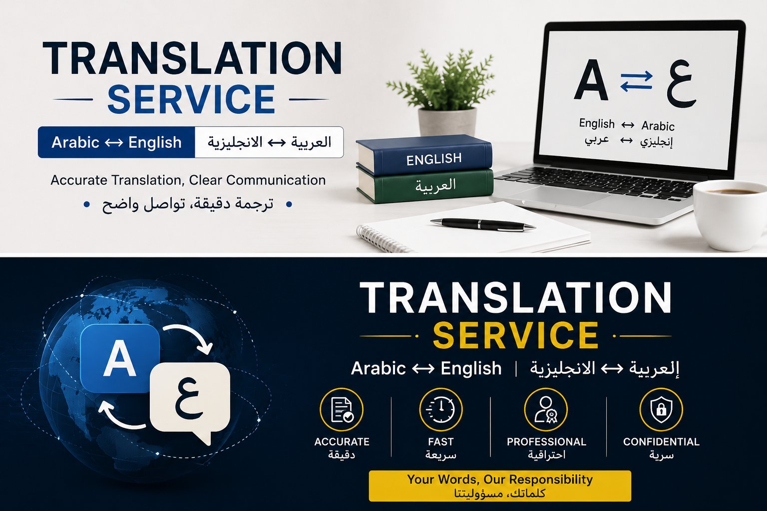 Translation from Arabic to English and English to Arabic, image 5 of 5