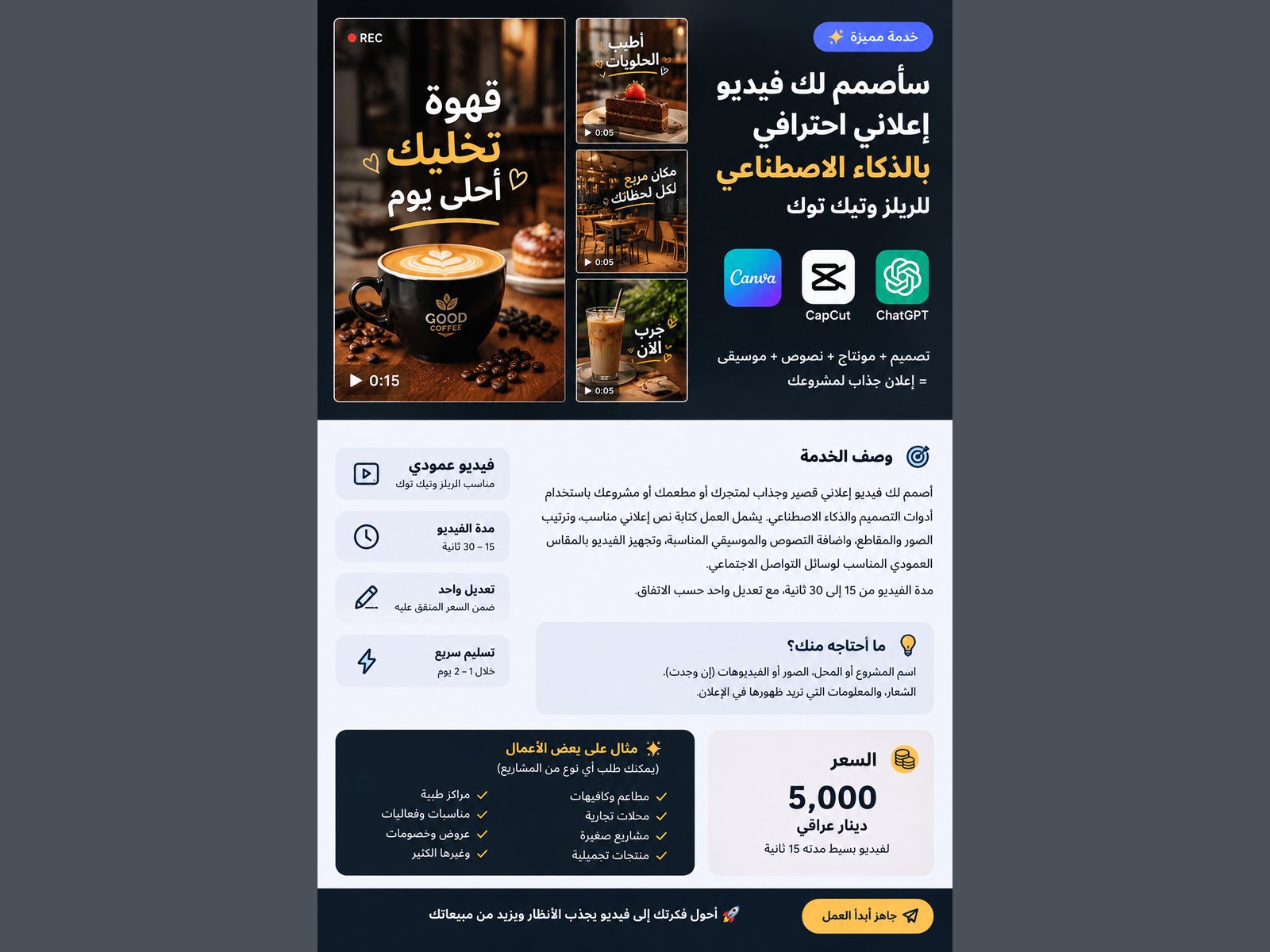 اصمم لك شعارا احترافيا سواء لمطعم او محل عمل او شخصي للاستخدام على مواقع التواصل وريلزات عاليه الدقه