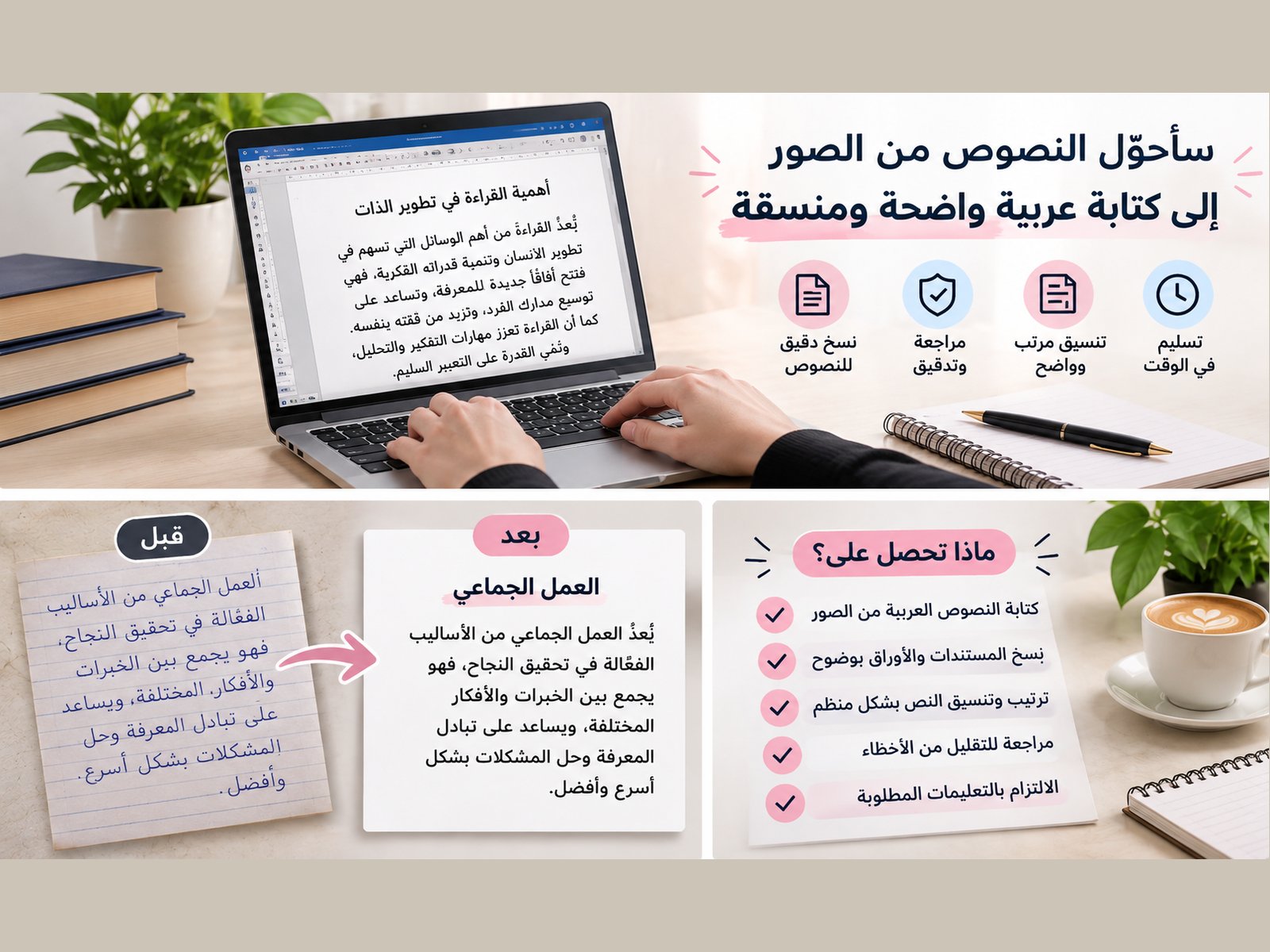 سأحوّل النصوص من الصور إلى كتابة عربية واضحة ومنسقة بدقة, image 3 of 3