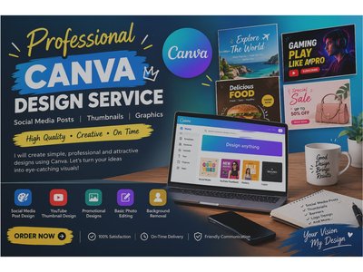 I will design professional Canva social media posts and thumbnails