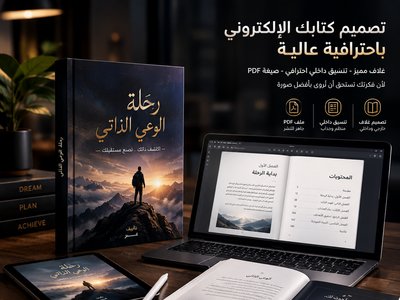 تصميم كتاب إلكتروني احترافي مع غلاف وتنسيق PDF