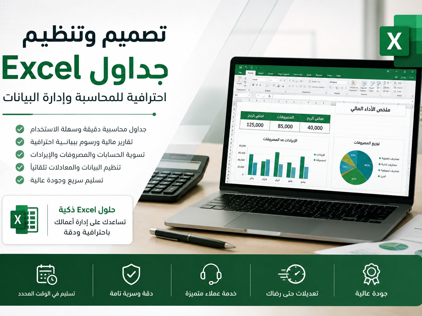 تصميم وتنظيم جداول Excel احترافية للمحاسبة وإدارة البيانات