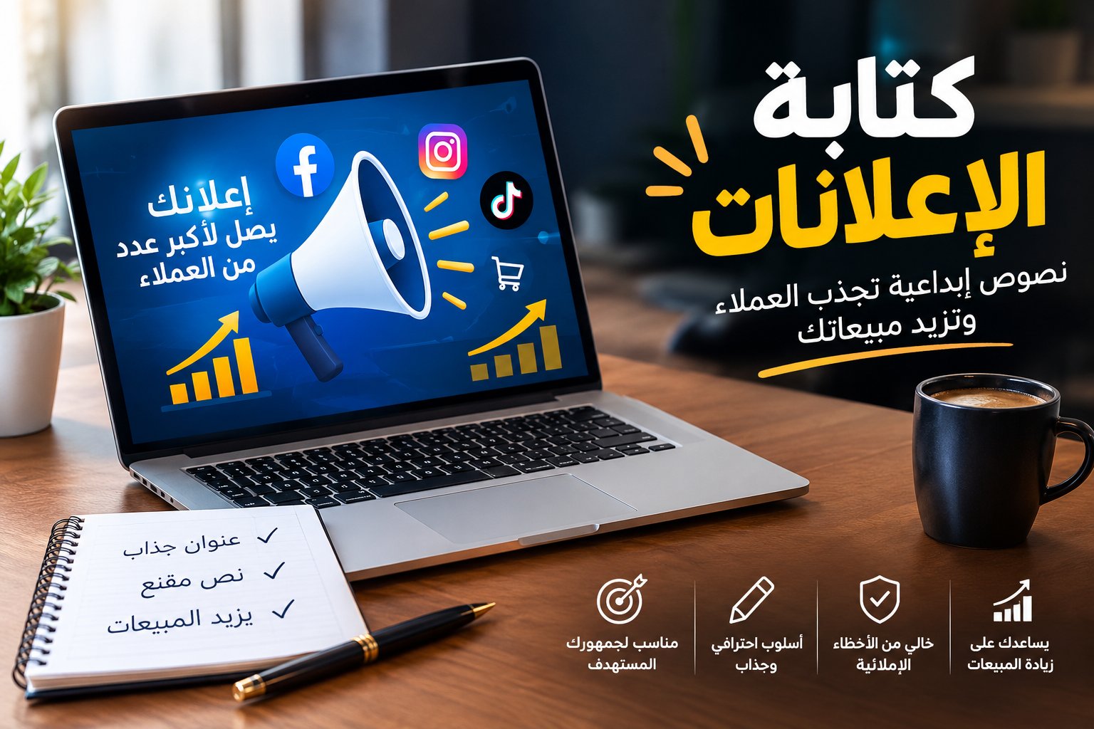سأكتب لك إعلانات احترافية للمحلات التجارية باللغة العربية، صورة ٣ من ٣