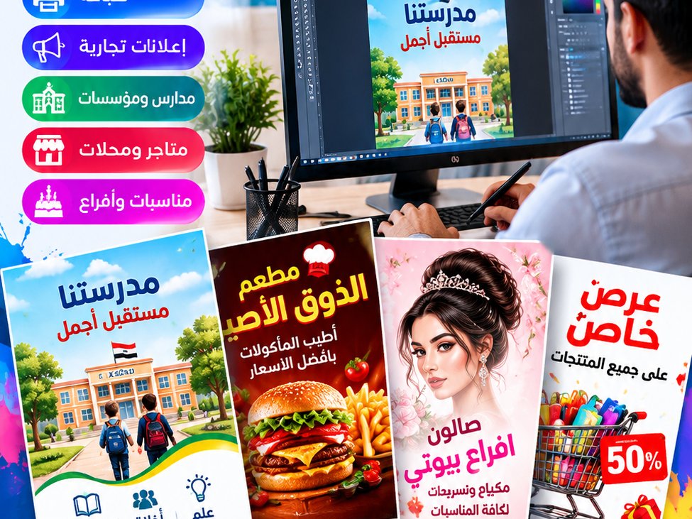 تصميم بوستر إعلاني احترافي للسوشيال ميديا والطباعة