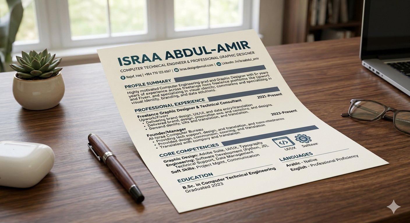 تصميم سيرة ذاتية (CV) احترافية وبطاقة أعمال (Business Card) بلمسة عصرية, image 1 of 2