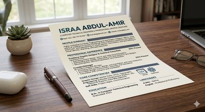 تصميم سيرة ذاتية (CV) احترافية وبطاقة أعمال (Business Card) بلمسة عصرية