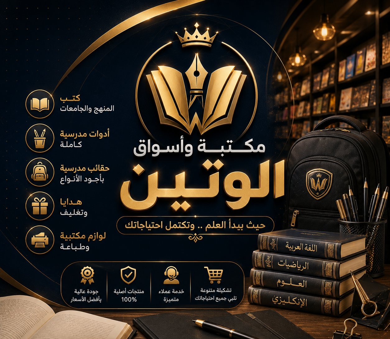تصميم إعلان احترافي للمكتبات والأسواق