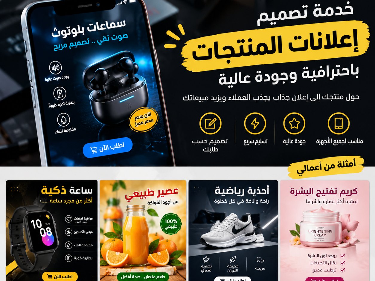 تصميم إعلان احترافي وجذاب لمنتجك