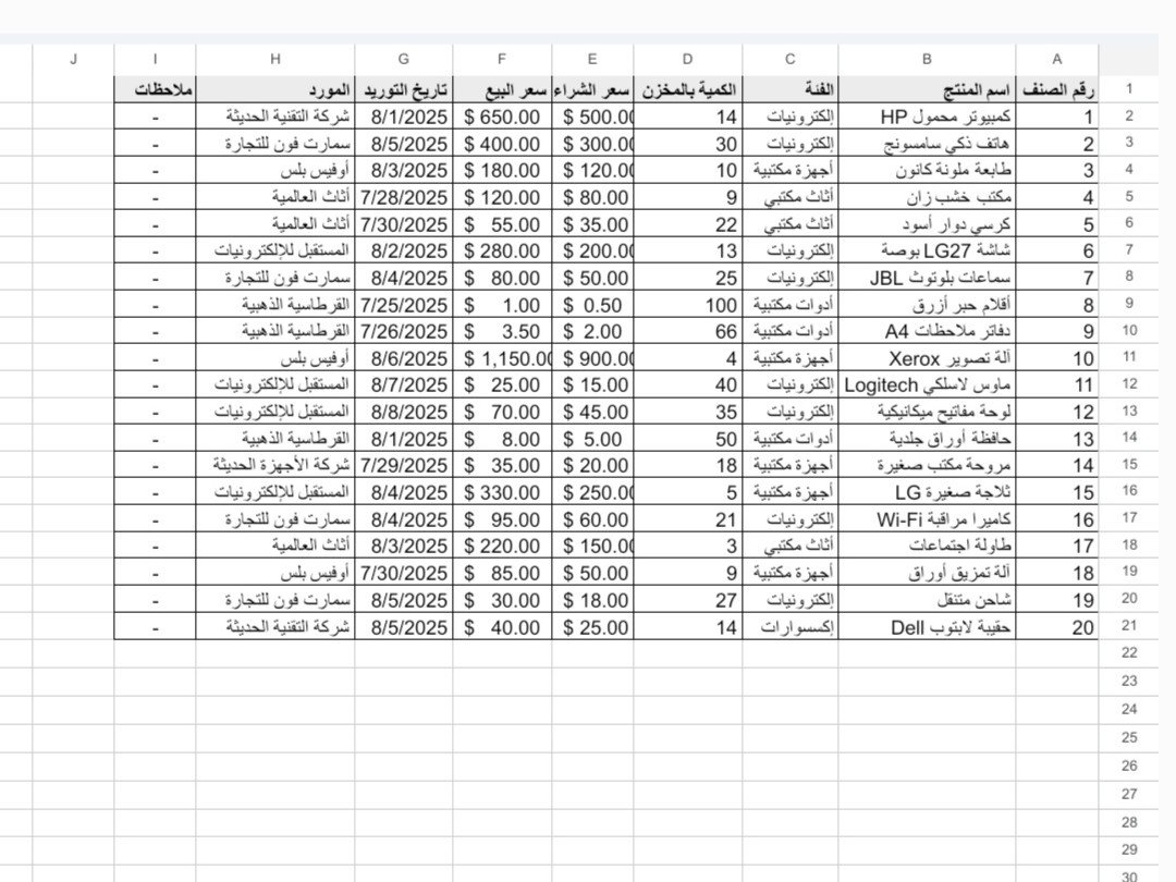 سأقوم بإدخال وتنظيم البيانات وتنسيق جداول Excel باحترافية, image 1 of 3