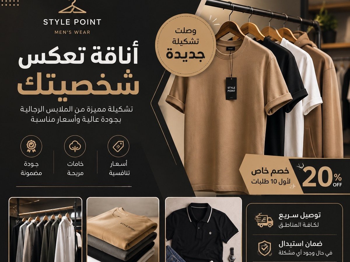 تصميم إعلانات ومنشورات احترافية لمحلات الملابس