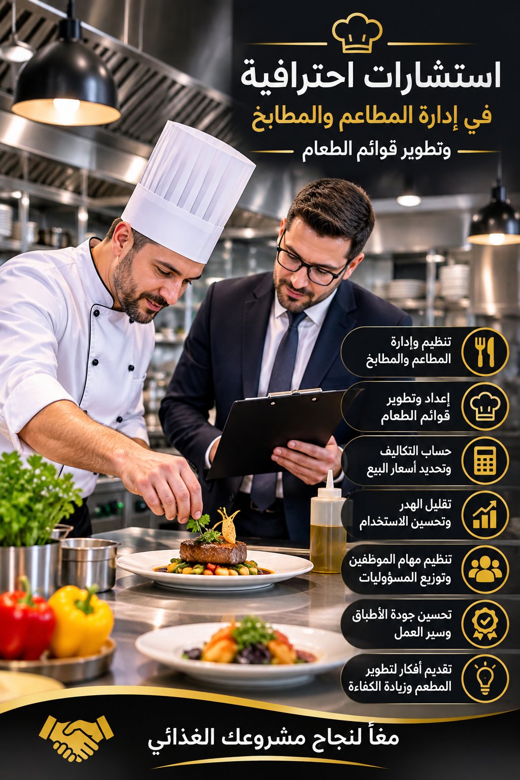 استشارات احترافية في إدارة المطاعم والمطابخ وتطوير قوائم الطعام، صورة ١ من ٢