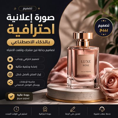سأصمم لك صورة إعلانية احترافية لمنتجك بالذكاء الاصطناعي