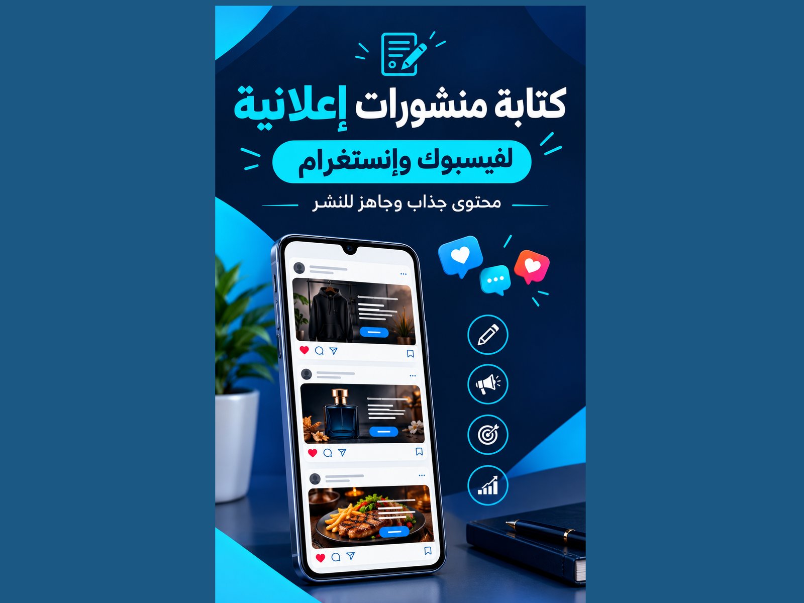 كتابة منشورات إعلانية جذابة لصفحات فيسبوك وإنستغرام