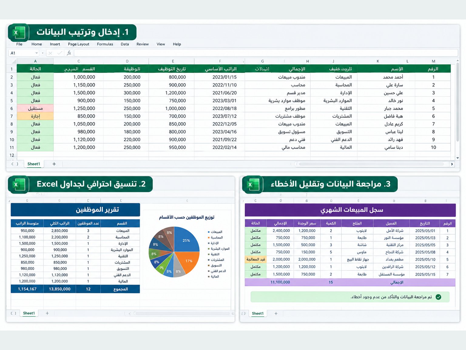 إدخال البيانات وترتيب المعلومات وتنسيق ملفات Excel, image 4 of 4