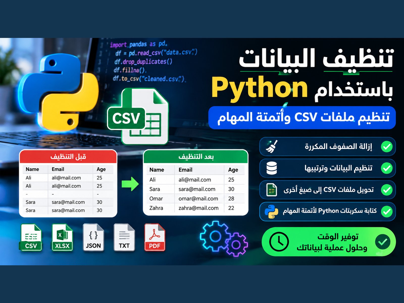 تنظيف ملفات CSV وأتمتة المهام باستخدام Python, image 1 of 3