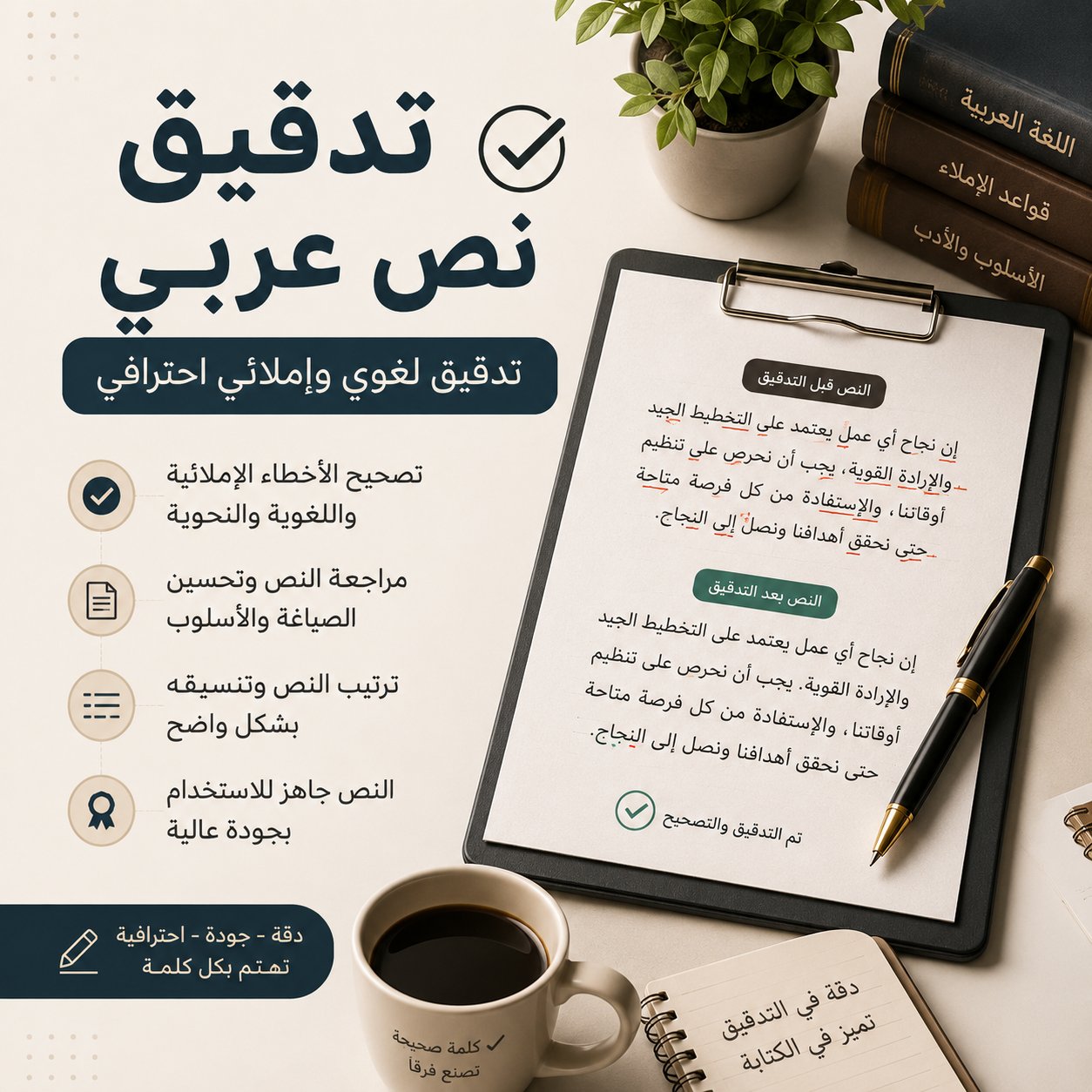 سأدقق لك النص العربي وأصحح الأخطاء الإملائية