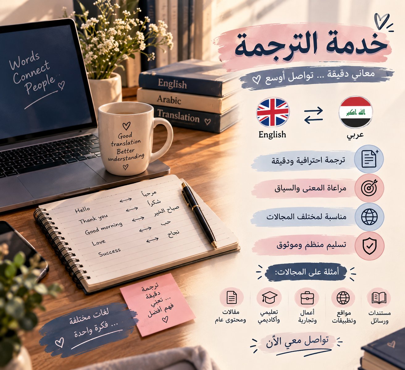ترجمة نصوص قصيرة من اللغة الإنجليزية إلى العربية