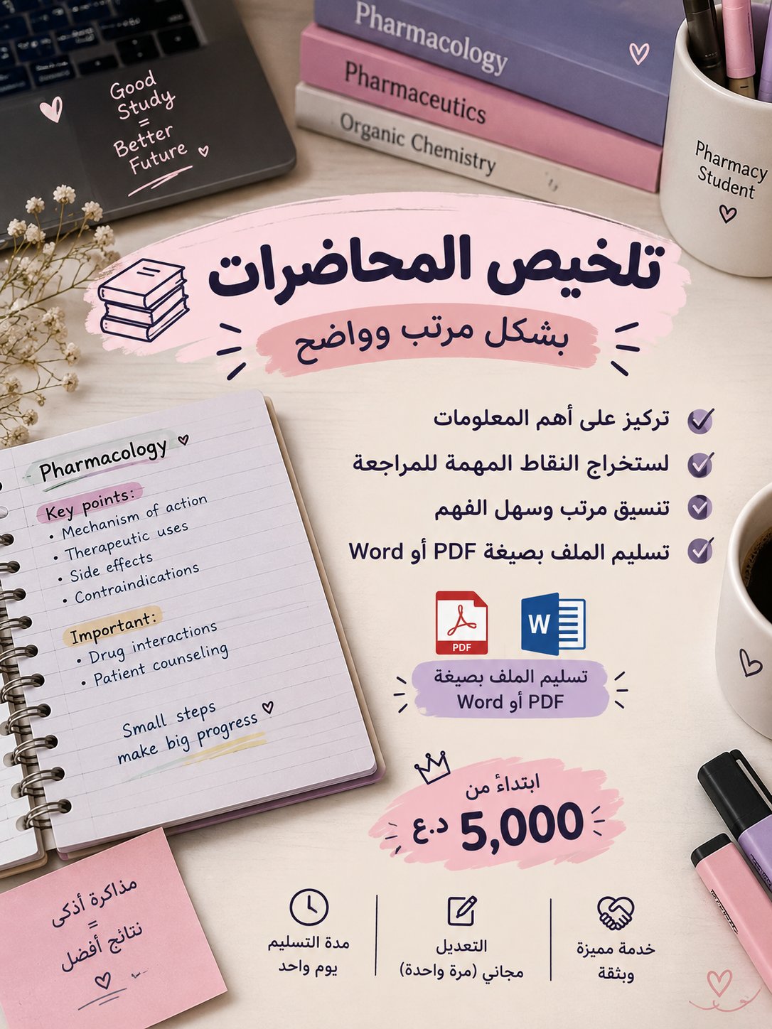 تلخيص المحاضرات وترتيبها بشكل واضح، صورة 2 من 2