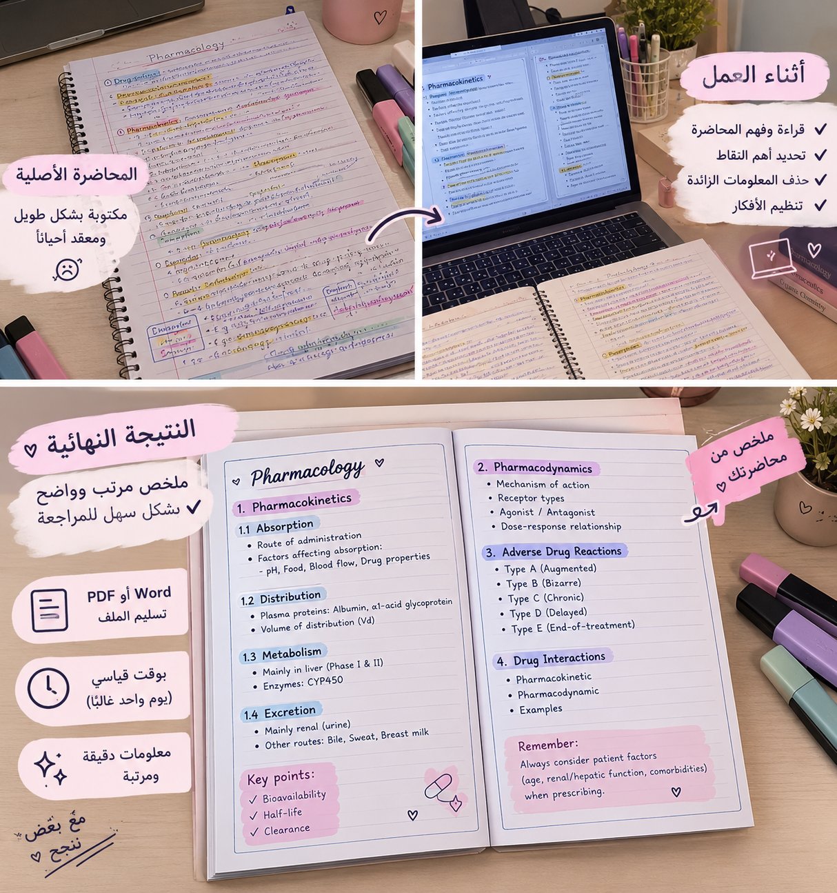 تلخيص المحاضرات وترتيبها بشكل واضح، صورة 1 من 2