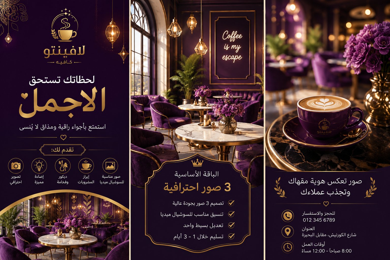 تصميم صور مقهى بأجواء دافئه وكلاسيكي، هادئة ومشرقه, image 2 of 2