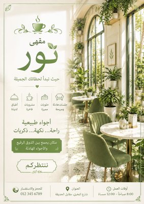 تصميم صور مقهى بأجواء دافئه وكلاسيكي، هادئة ومشرقه