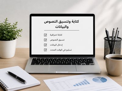 كتابة وتنسيق النصوص والبيانات