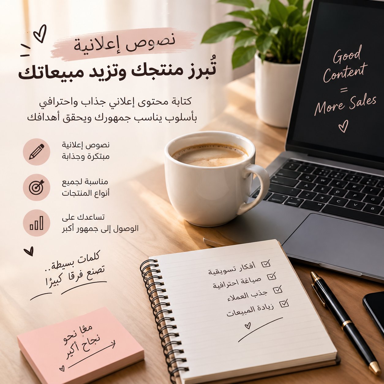 سأكتب لك 3 منشورات إعلانية جذابة لمنتجاتك، صورة ٣ من ٣