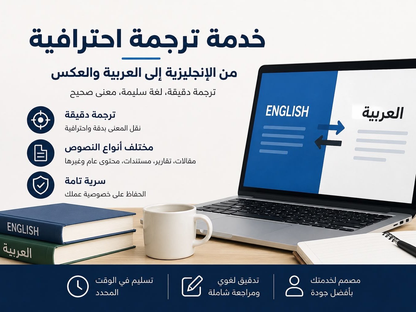 ترجمة احترافية من العربية إلى الإنجليزية والعكس