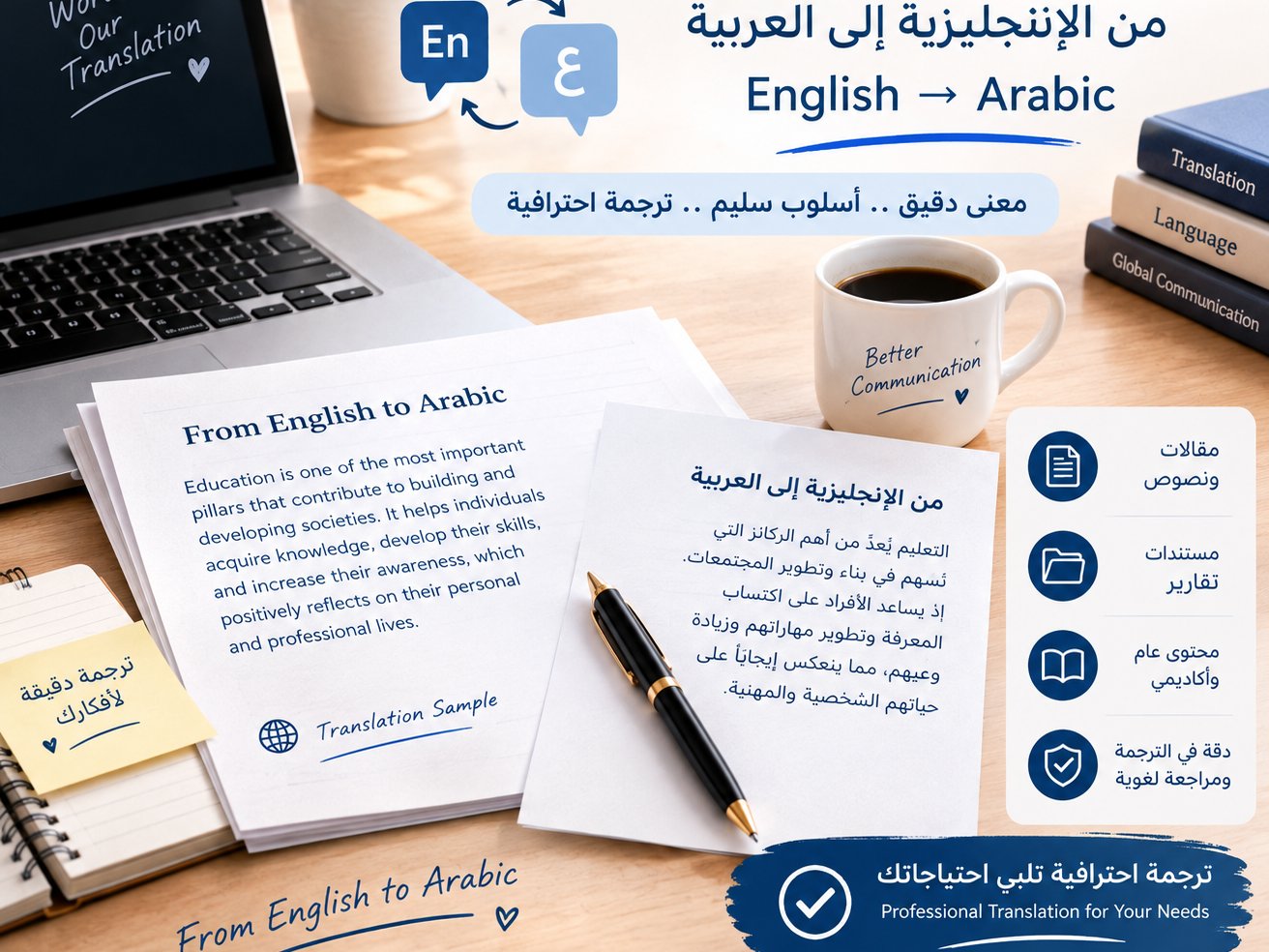 سأقدم ترجمة احترافية من العربية إلى الإنجليزية والعكس, image 2 of 3