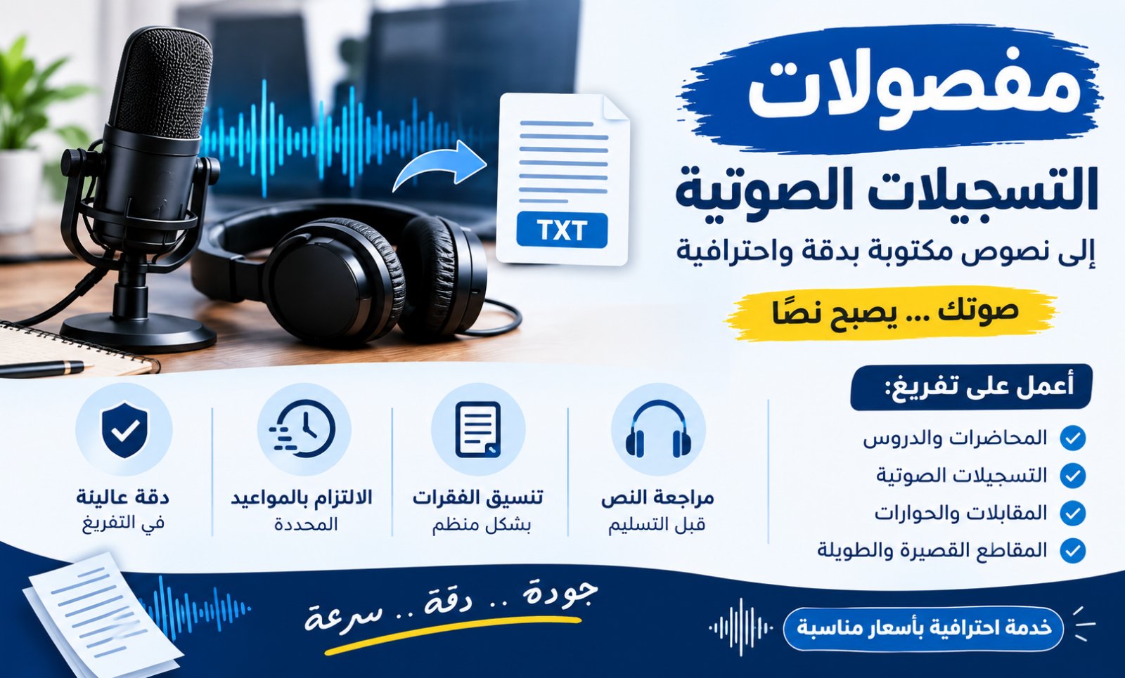 سأحوّل التسجيلات الصوتية إلى نص عربي بدقة وسرعة، صورة ٢ من ٣
